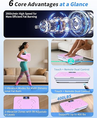 Miniatura 5 de Máquina de ejercicios de placa de vibración, placa de vibración para drenaje linfático y pérdida de peso, placa de vibración de cuerpo entero con