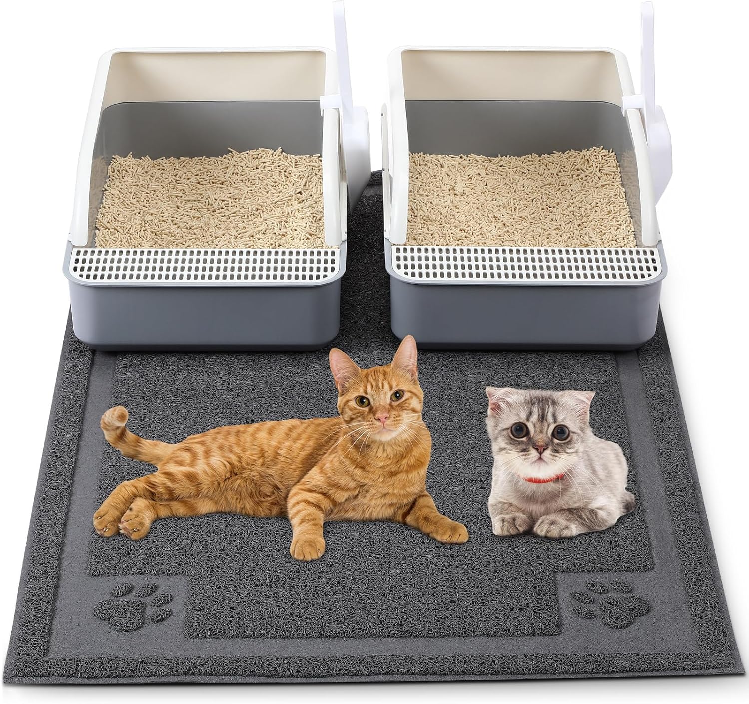 Hushee 5 Pcs Kitty Litter Box High Sides with Large Cat