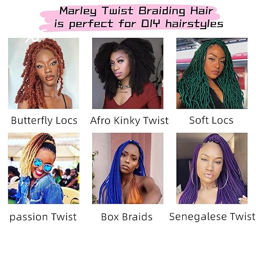 Miniatura 3 de Cabello trenzado Marley Twist de 24 pulgadas, 8 paquetes de cabello afro trenzado elástico preseparado para rizos suaves de mariposa, extensiones de