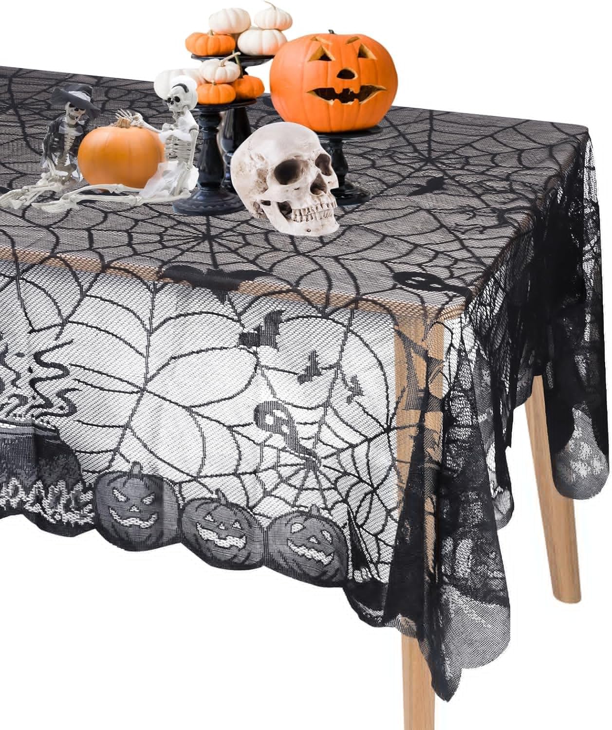 Sueving Halloween Spider Web Lace Tablecloth 54x72 Inch lace tablecloth