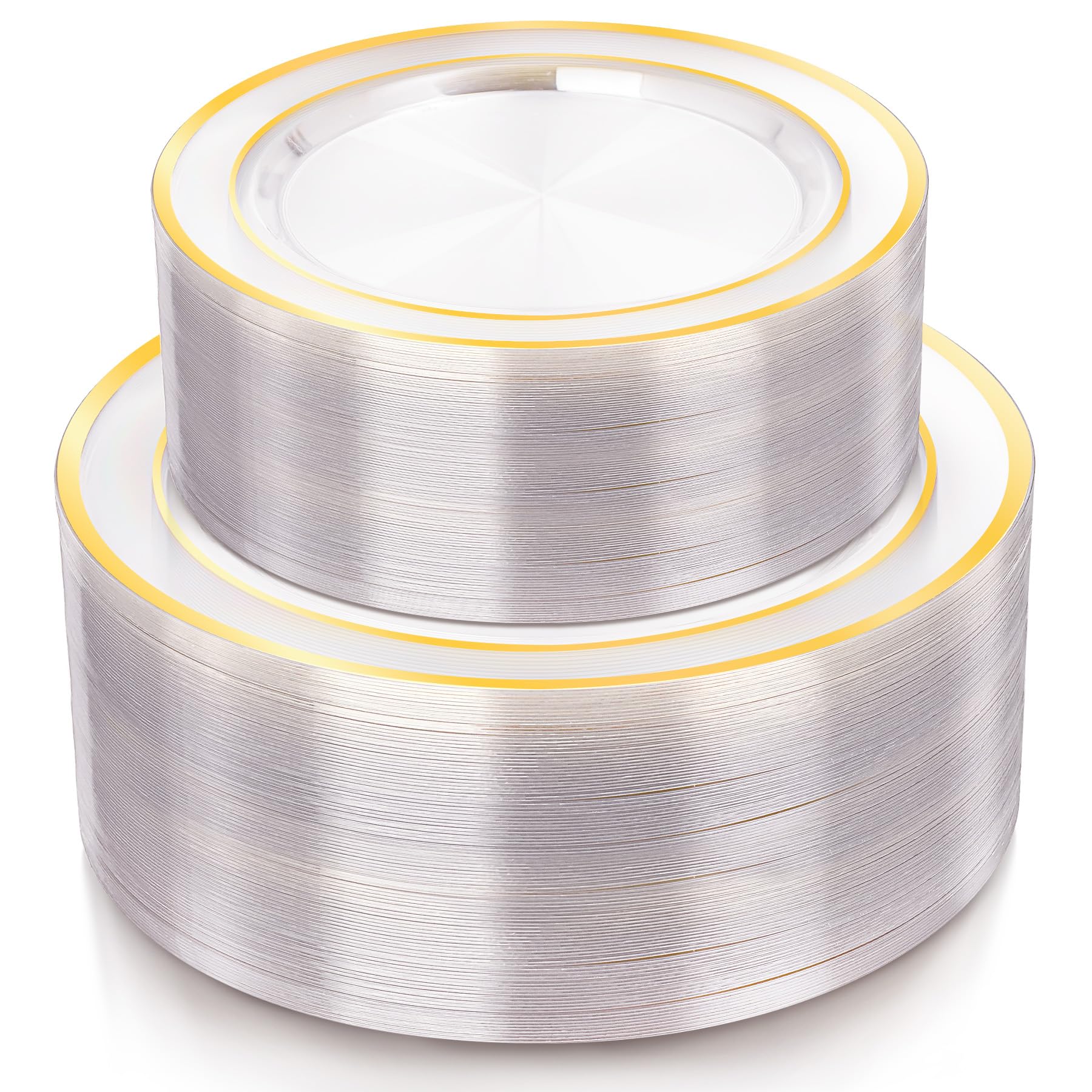 Ivory Gold Rim Plates - 100 Pack -12 Ivory Gold Rim Plates - 100 Pack -12