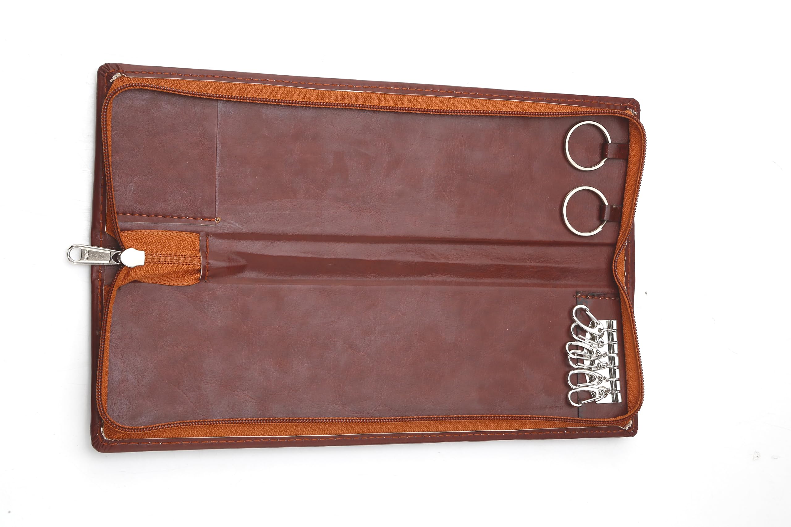 CYSQO 25.50cm PU Leather Key Pouch Case Wallet Keychain Men & Women Key Pouch Holder, Durable Bank Locker Key Pouch (Pack of 2, Brown)-picture-11