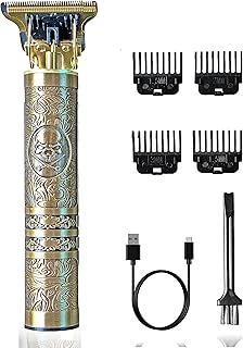Sprinters - Men Hair Clipper Zero Gapped 6 in 1 Professional Cordless Metal Body Trimmer | Haircut USB Charging Beard Trimmer Wireless Rechargeable Gold Colour Vintage Design (Skull Design, Gold)