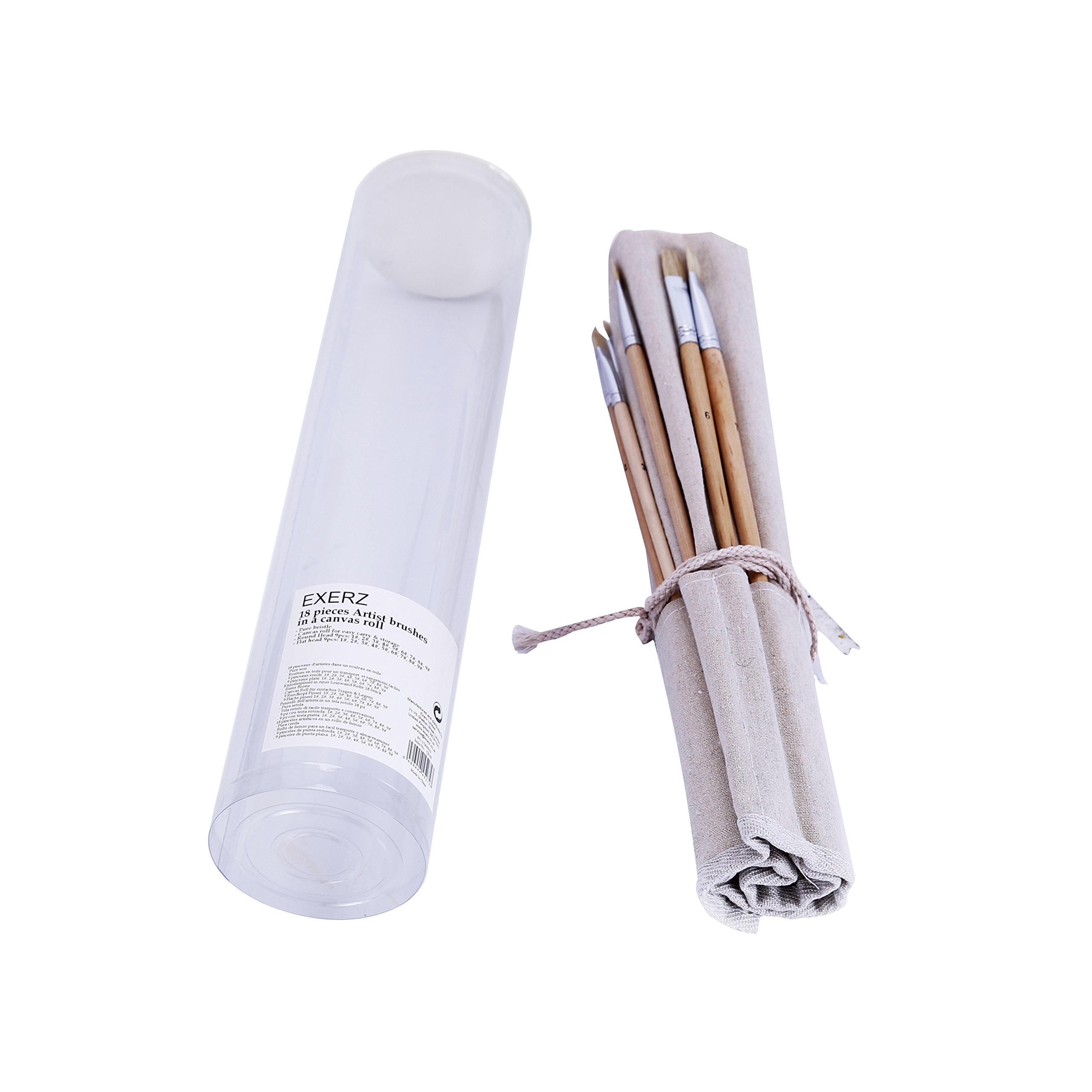 Set 18 Pennelli Artista Exerz - Setole Naturali, Per Olio E Acrilico, Con Custodia In Tela - Foto 9