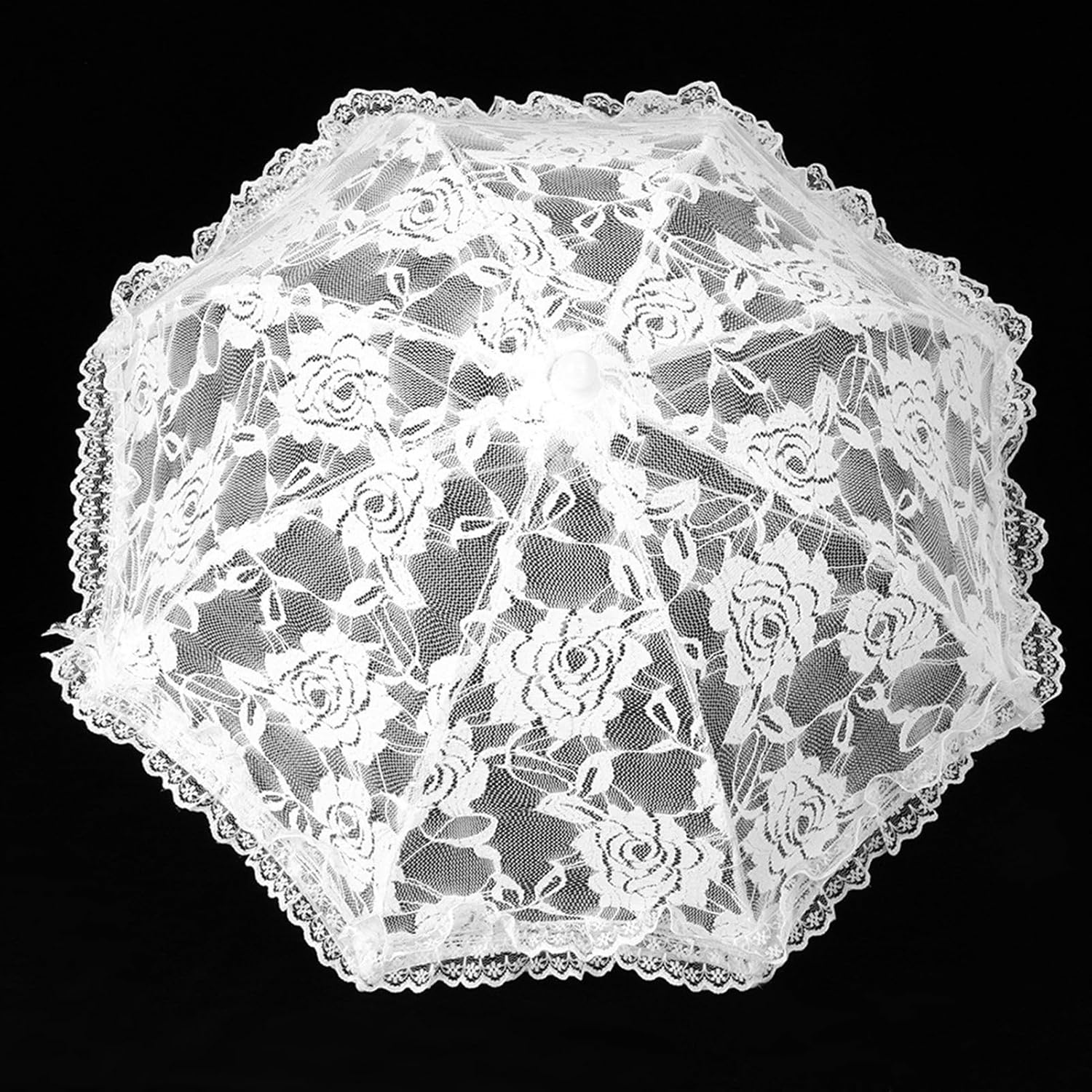 White Lace Embroidery Umbrella, 17.5 * 18.7in Bridal Decorative Photography Craft Sunshade Vintage Parasol Flowers Wedding Pet Decoration Umbrellas for Party Kids Women Photo Shoot Props - Image 8
