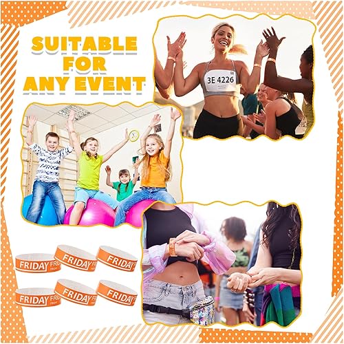 Miniatura 10 de Henoyso 600 pulseras de papel para eventos, pulseras de papel, pulseras de papel numeradas impermeables, pulseras de fiesta para eventos, día de la