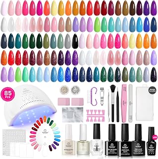 Beetles 85 Pcs Gel Nail Polish Kit with U V Light 55 Colors Gel Nail Kit Jelly Pink Nude Set with Everything Salon at Home Nails Manicure Beginners Set Emotional Spectrum Collection Gifts for Women