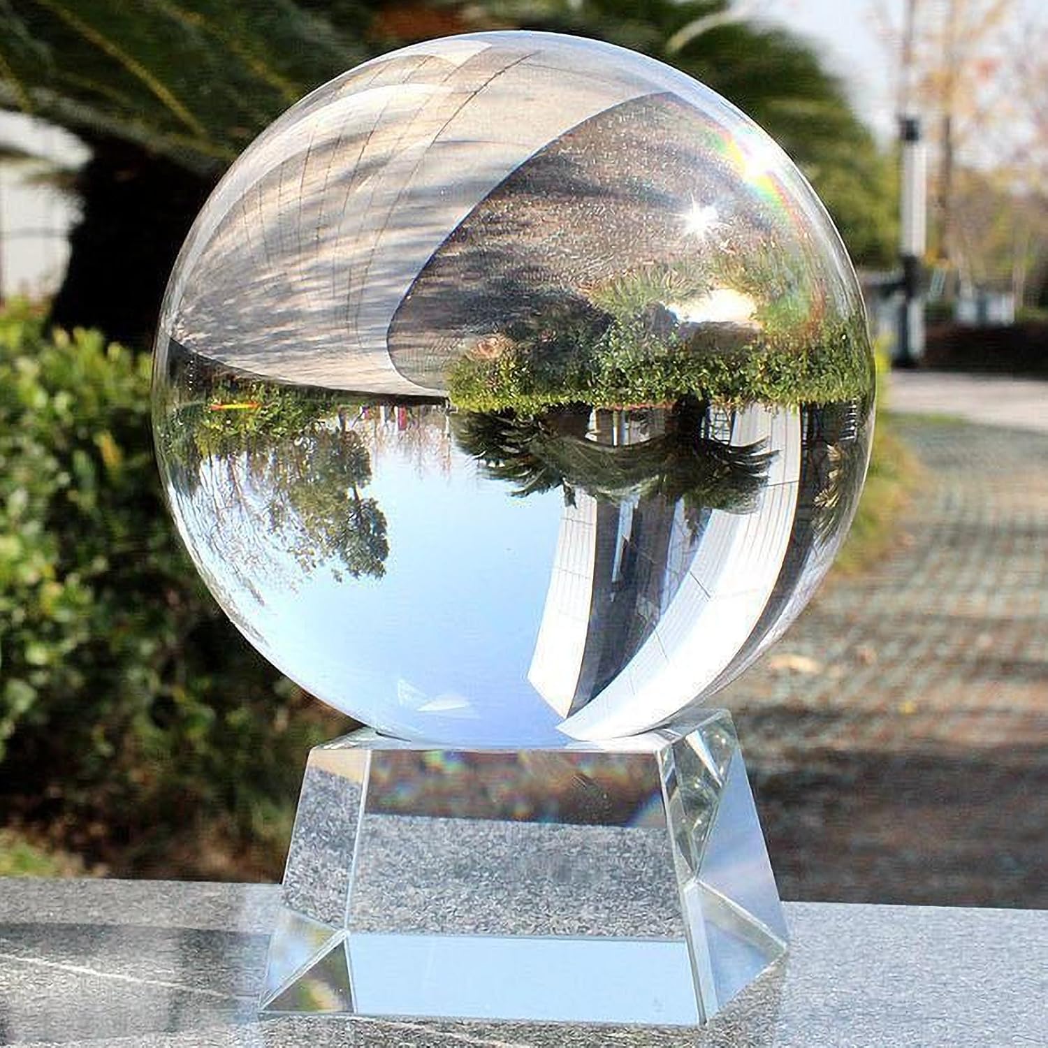VEMJO 5.9 Inch Oversized Crystal Ball with Stand, for Halloween Decor, Photography, Divination, Astrology, Meditation, Fortune Telling, Witchcraft