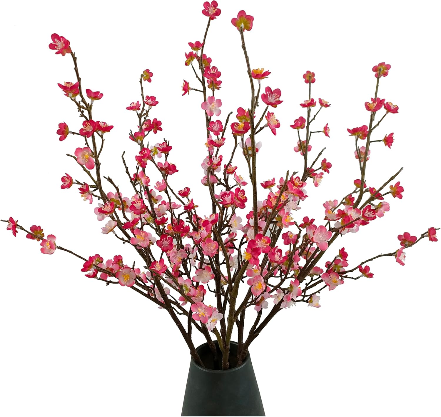 Plum Blossom Flowers Artificial,6Pcs Pink Cherry Blossom Flowers,Fake Branches for vase,Faux Cherry Blossom Stems for Home and Office Decor (Pink, 6)…