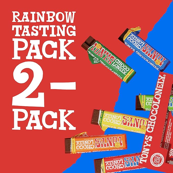 Pack Variedad Tony's Chocolonely Rainbow, Chocolate Belga, 12 Barras miniatura 4