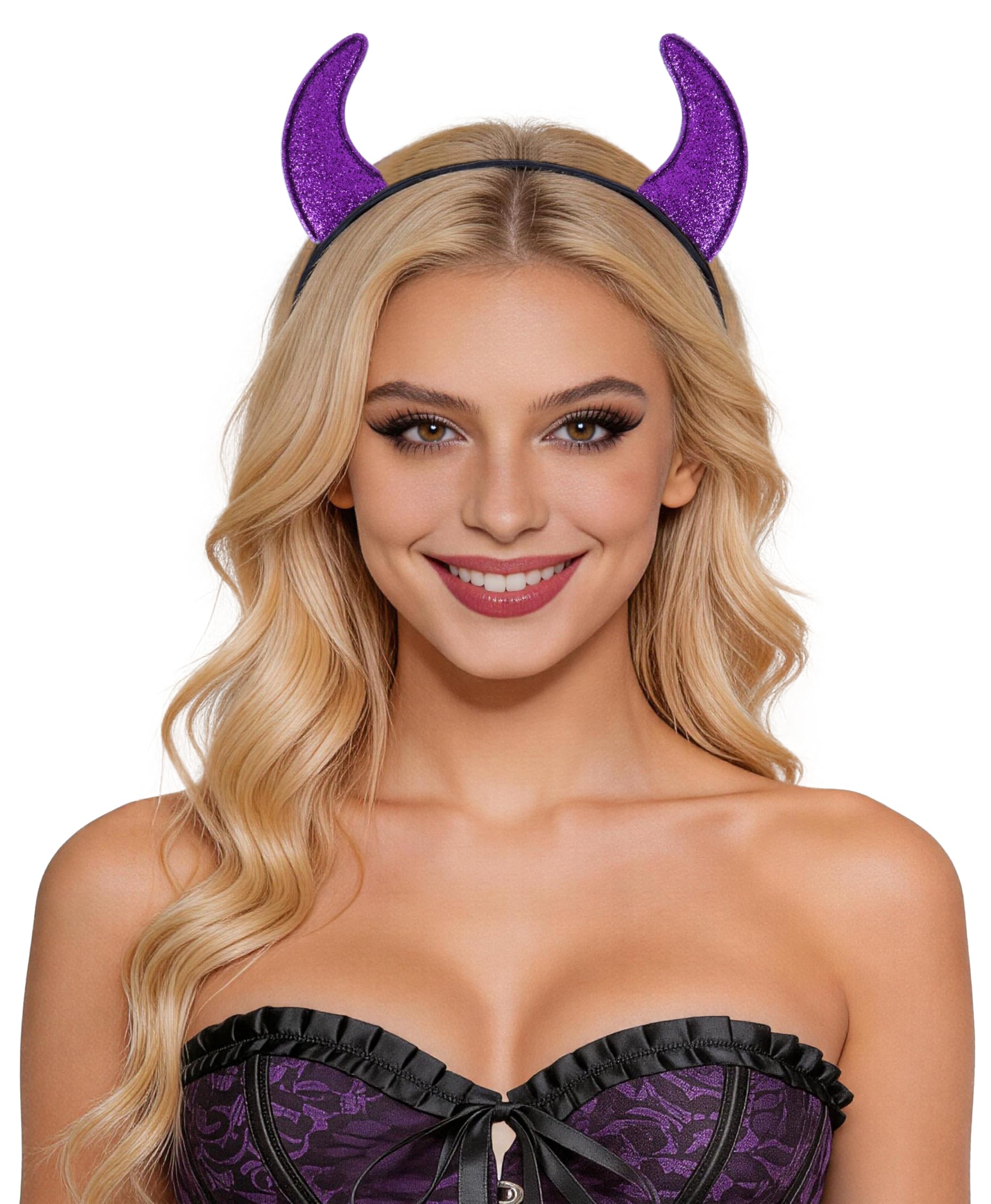 Bonnie Z. Leonardo Glitter Purple Devil Horns Headband