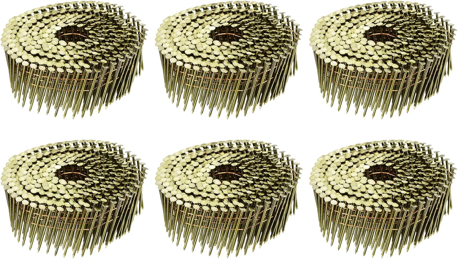 uxcell 2400 Count Siding Nails 1-3/4" x 0.083" 15-Degree Ring Shank Full Round Head Collated Wire Coil-for Lath and Sheathing Materials