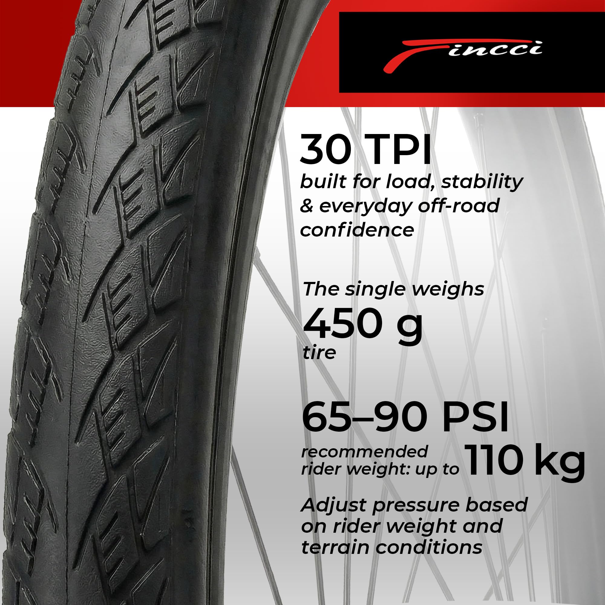 Fincci Copertoni 700x32 32-622 Pieghevole con Protezione 1mm LVL3 30 TPI | Carcassa 30 TPI e Pressione 65-90 PSI per una Guida Fluida su Strada, Bici da Città, Trekking e Percorsi Quotidiani