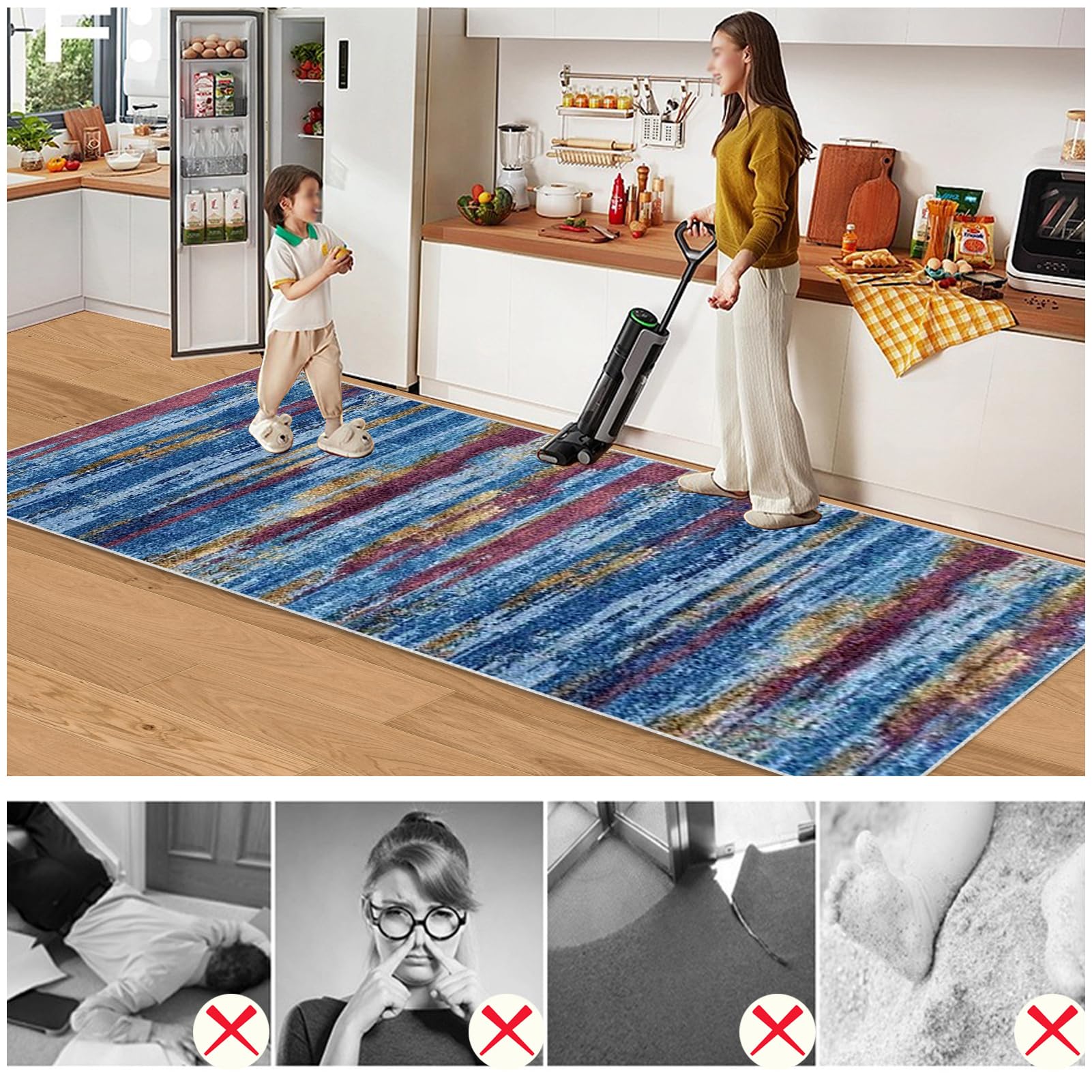 Dywan do długiego korytarza 70 x 400 cm antypoślizgowy chodnik kuchenny Chłonny dywanik wejściowy dywanik do przedpokoju, dywanik kuchenny, dywanik do przedpokoju, kuchni, salonu, sypialni