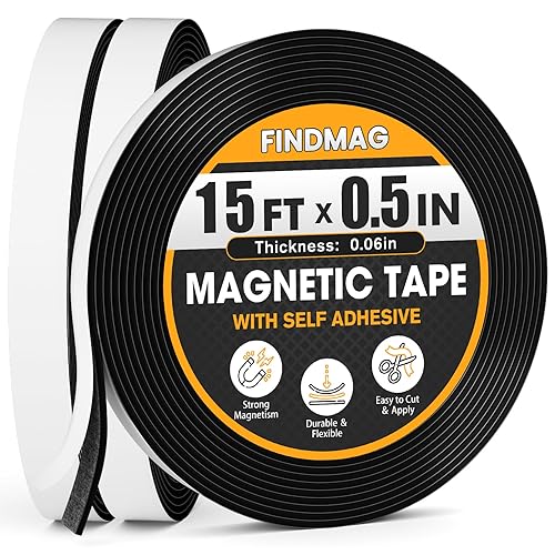 Vista 7 de FINDMAG Cinta magnética, tiras magnéticas con parte trasera adhesiva, 1 rollo de cinta magnética de 30 pies perfecta para proyectos de manualidades