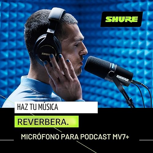 Miniatura 4 de Shure MV7+ - Micrófono dinámico para podcasts, certificado OBS, audio mejorado, panel LED, salidas USB-C y XLR, modo de nivel automático, filtro