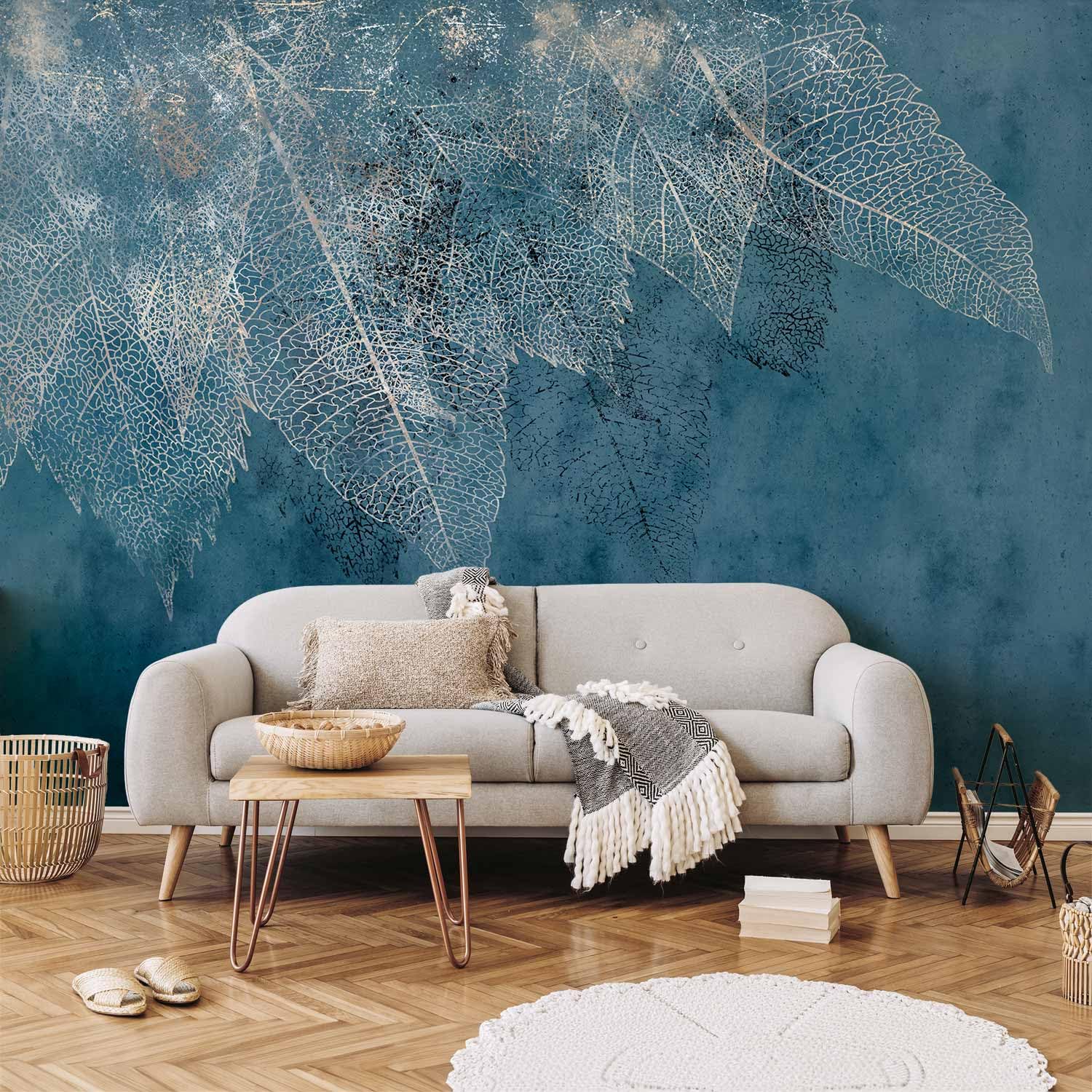 Tenture Murale Abstraite Montagne Bleue - Tapisserie Déco 150x130 Cm - Tissu Polyester Pour Chambre, Salon - 11