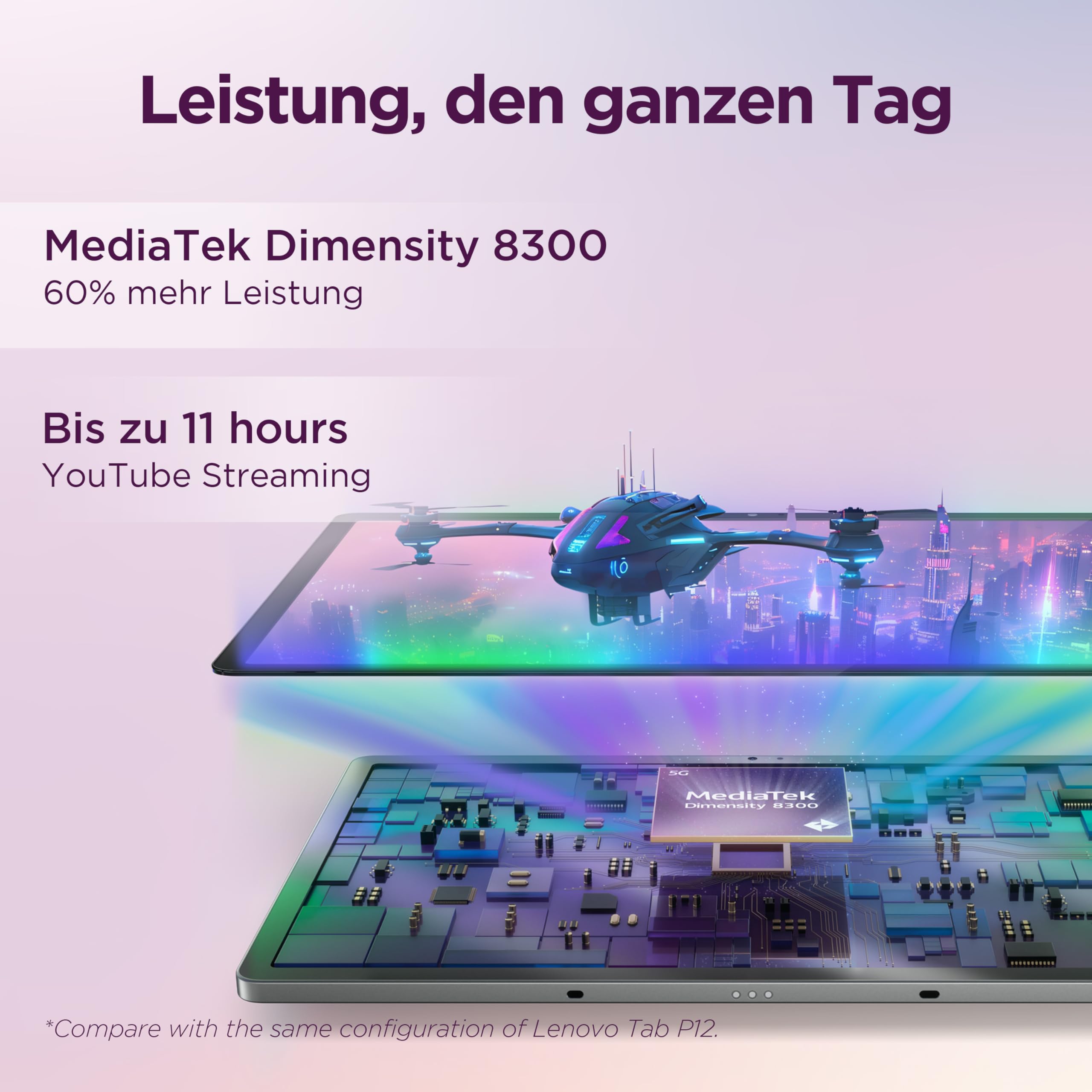 Lenovo Idea Tab Pro Tablette | Écran 3K 12,7" | MediaTek Dimensity 8300 | 8 Go de RAM | 256 Go eMMC | Android 14 | Gris Luna | avec Tab Pen Plus