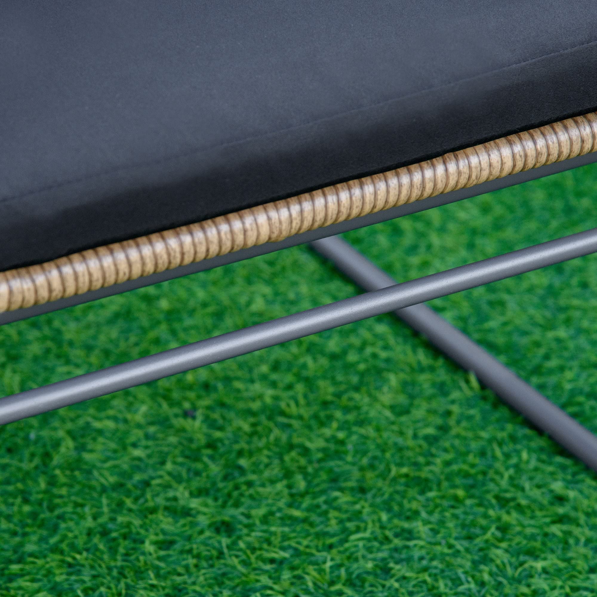 Outsunny Set Mobili da Giardino in Rattan PE da 4 Pezzi, Salotto da Esterno Stile Boho con 2 Poltrone, Divanetto e Tavolino con Ripiano