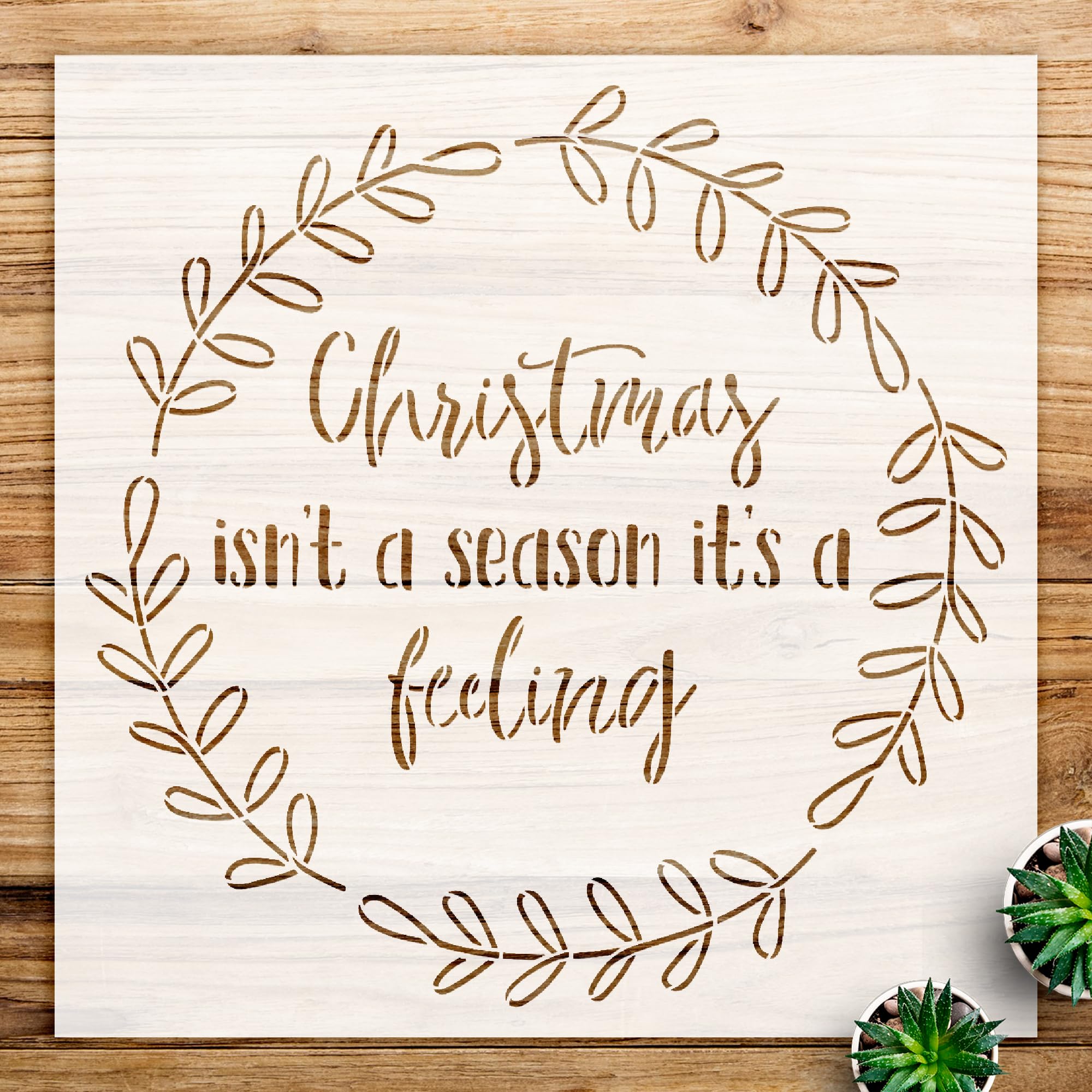 Christmas Stencil Pattern for Holiday Crafts, Reusable Mylar Template, Laurel Wreath Design for Home Decor and DIY Projects - Size A4 (8.5