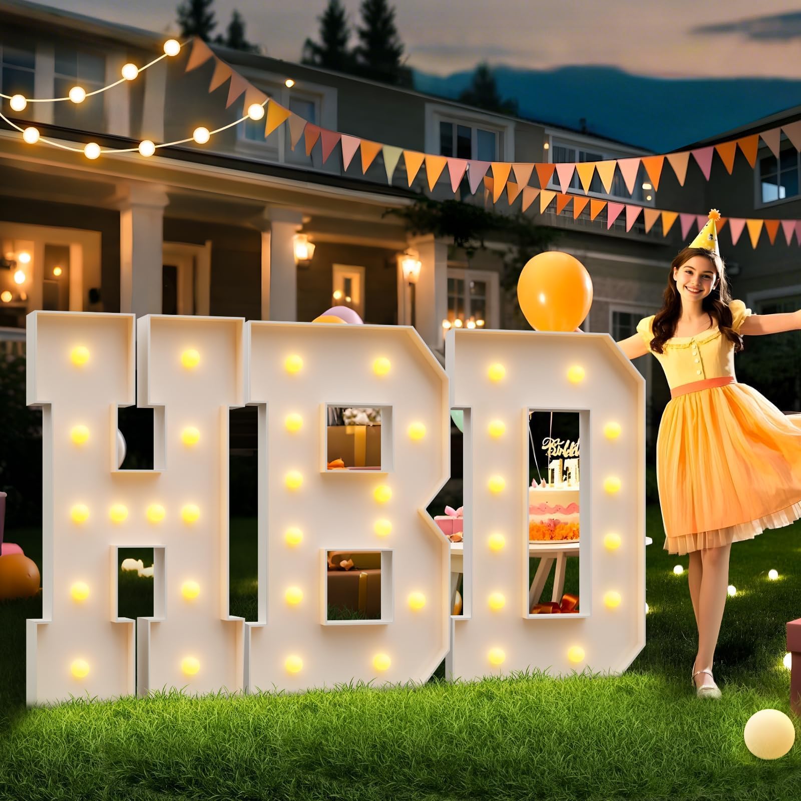 imprsv Lettres lumineuses pour chapiteau de 1,2 m, grandes lettres lumineuses pour décoration de fête d'anniversaire, décorations de mariage, grandes lettres pour décoration de chapiteau - Lettre L