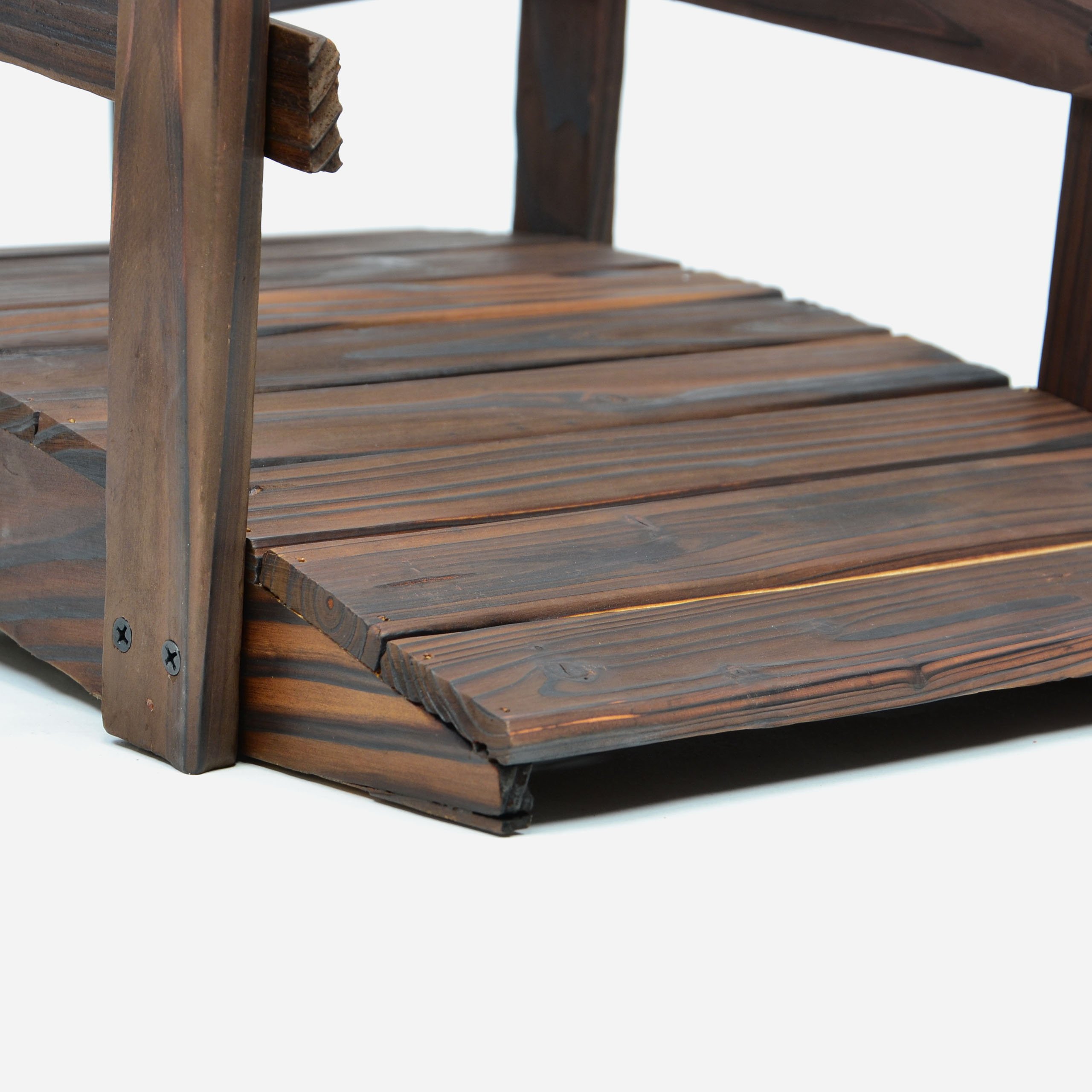 Nexos Kleine Holzbrücke mit Geländer aus Nadelholz – Farbe: Dunkelbraun - Größe 70x32x25 cm