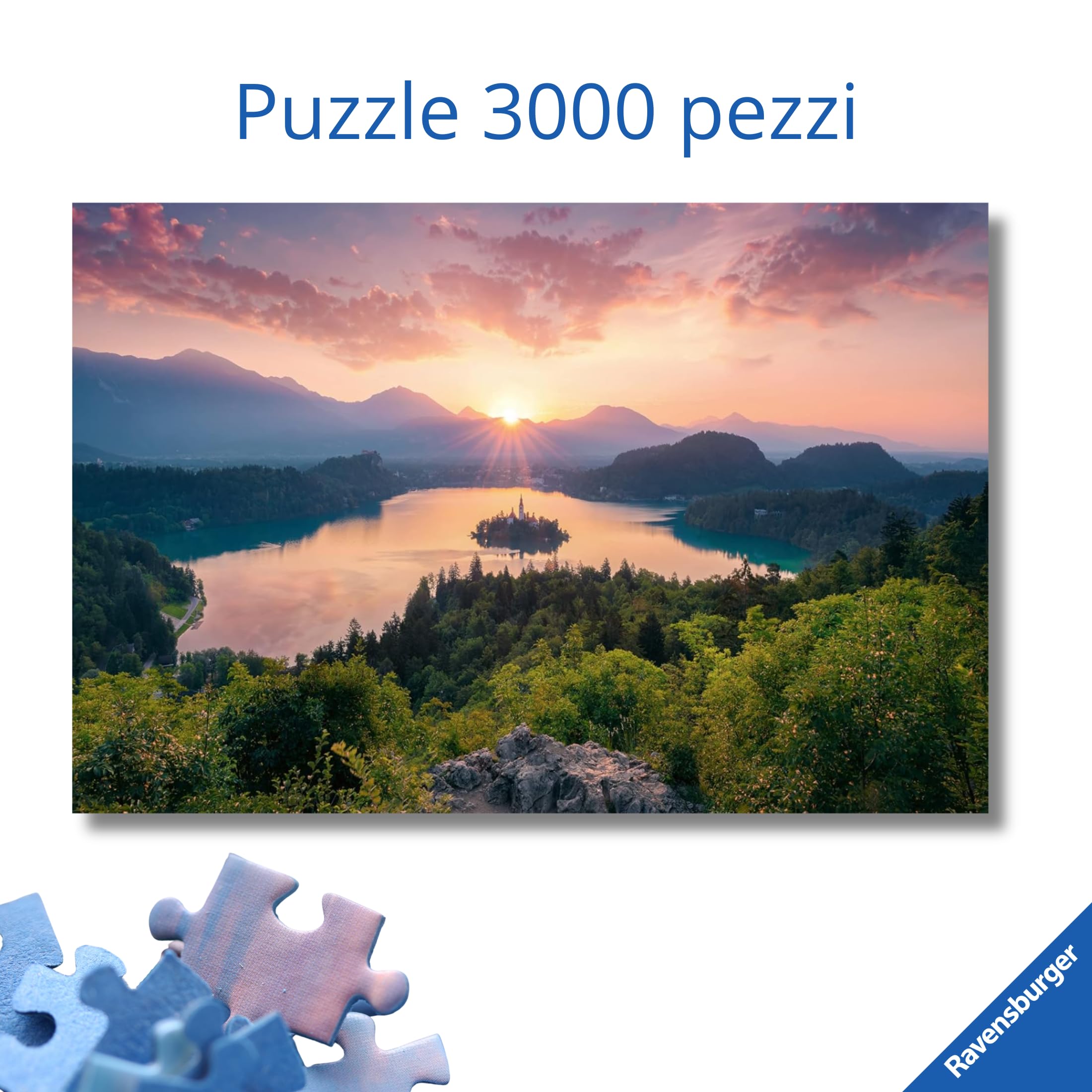 Ravensburger - Puzzle 3000 Pezzi Lago Bled, Slovenia, Adulti 14+ 121x80cm | Puzzle Lago di Bled Slovenia da 3000 pezzi, 121x80 cm, per adulti 14+, per esperti, collezione 3000 pezzi e idea regalo.