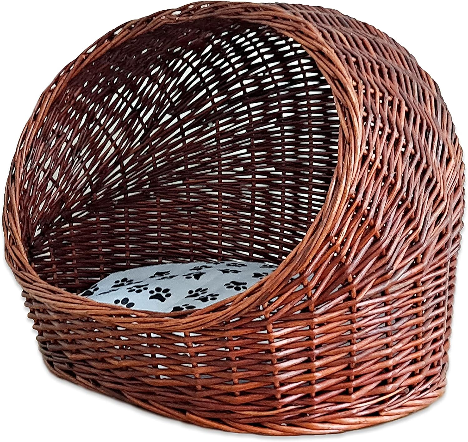 Willow Basket, Handmade Indoor Cat House, Cat Bed, Cat Basket, Cat Cave, Dog Bed, Dog Basket, (Size: M). Ideal for Small to Medium Sized Cats or Dogs, with Cushion for Extra Comfort : Pet Supplies