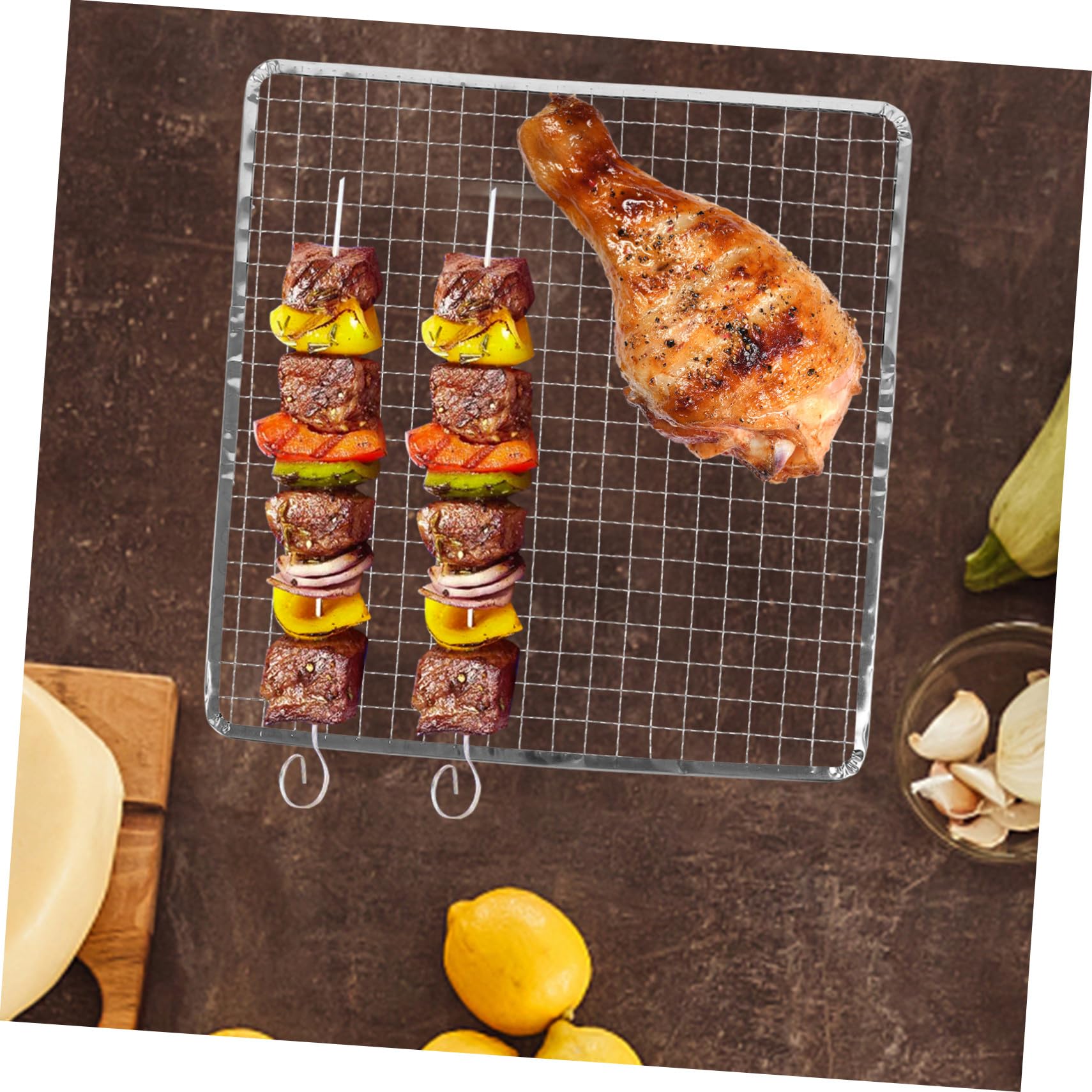5 griglie rettangolari portatili in rete – Griglia in metallo per barbecue all'aperto, braciere con flusso d'aria migliorato per carne, verdure e pesce perfettamente grigliati