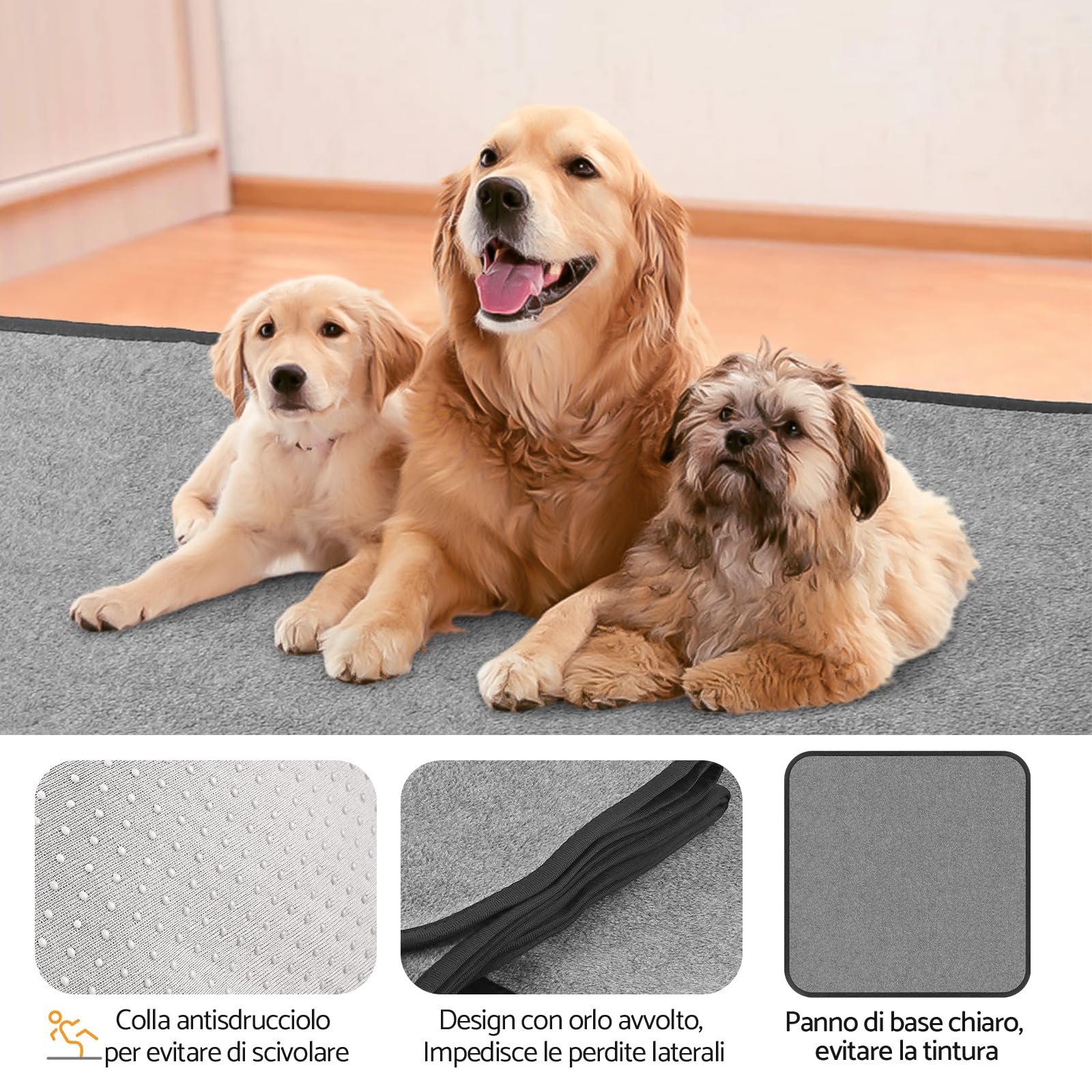 2PCS 70 x 100cm Traverse Lavabili per Cani, Tappetini Assorbenti per Cani, Riutilizzabili, Antiscivolo, Tappetino per Addestramento Cuccioli, per Cani, Gatti e Animali Domestici Incontinui