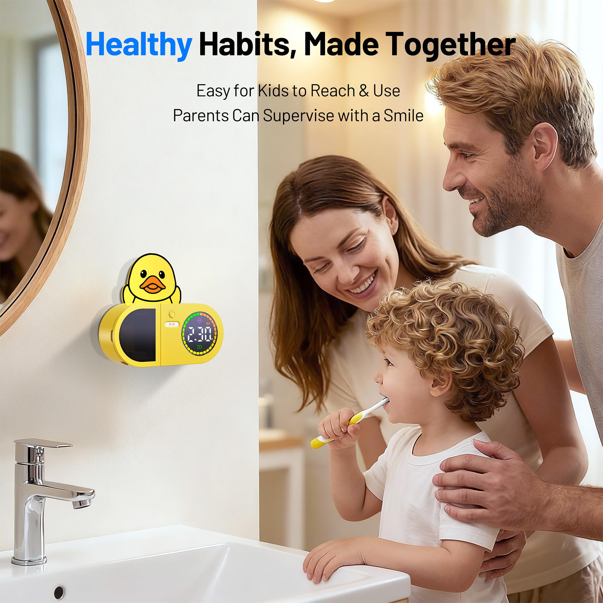 Doli Yearning Limpiador de cepillos de dientes y soporte para cepillos de dientes, montado en la pared para la mayoría de cepillos de dientes de tamaño, secado al aire, pantalla inteligente LED