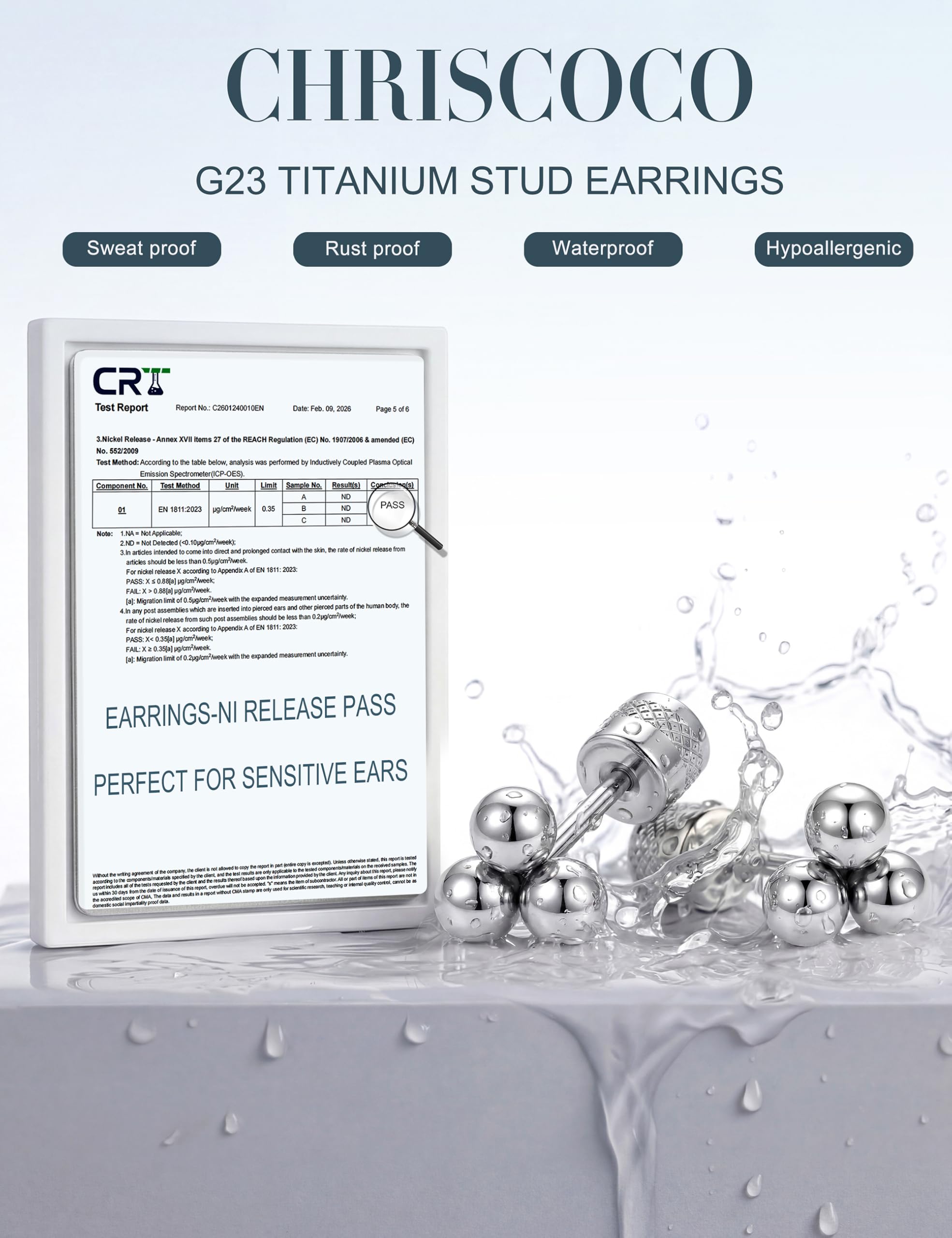 Pendientes de Titanio G23 con Cierre de Rosca para Mujeres y niñas, Pendientes de Plata