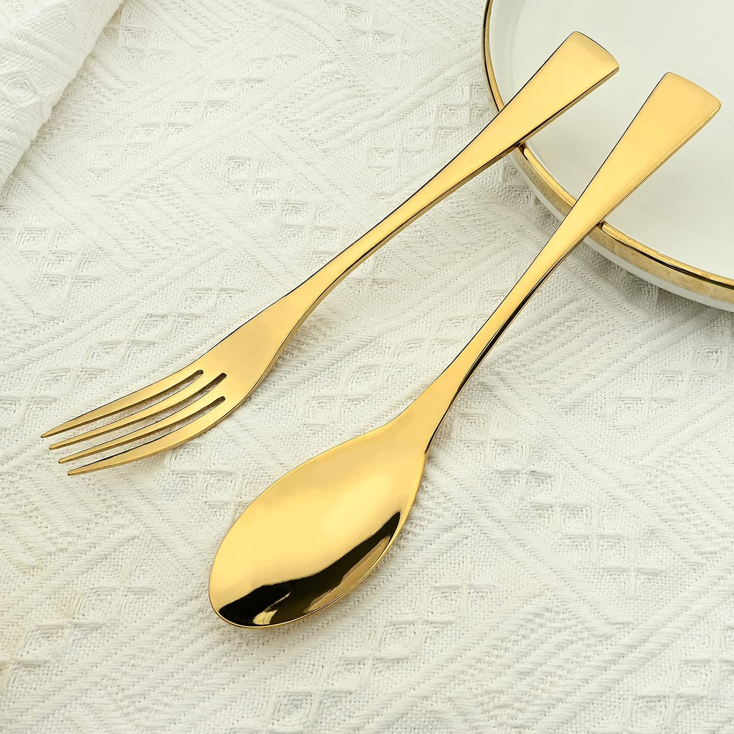 20Pcs Flatware 18/10 Stainless Steel Gold Cutlery Set For Home Party Restaurant Wedding Dinnerware, Mirror Polished Service For 4