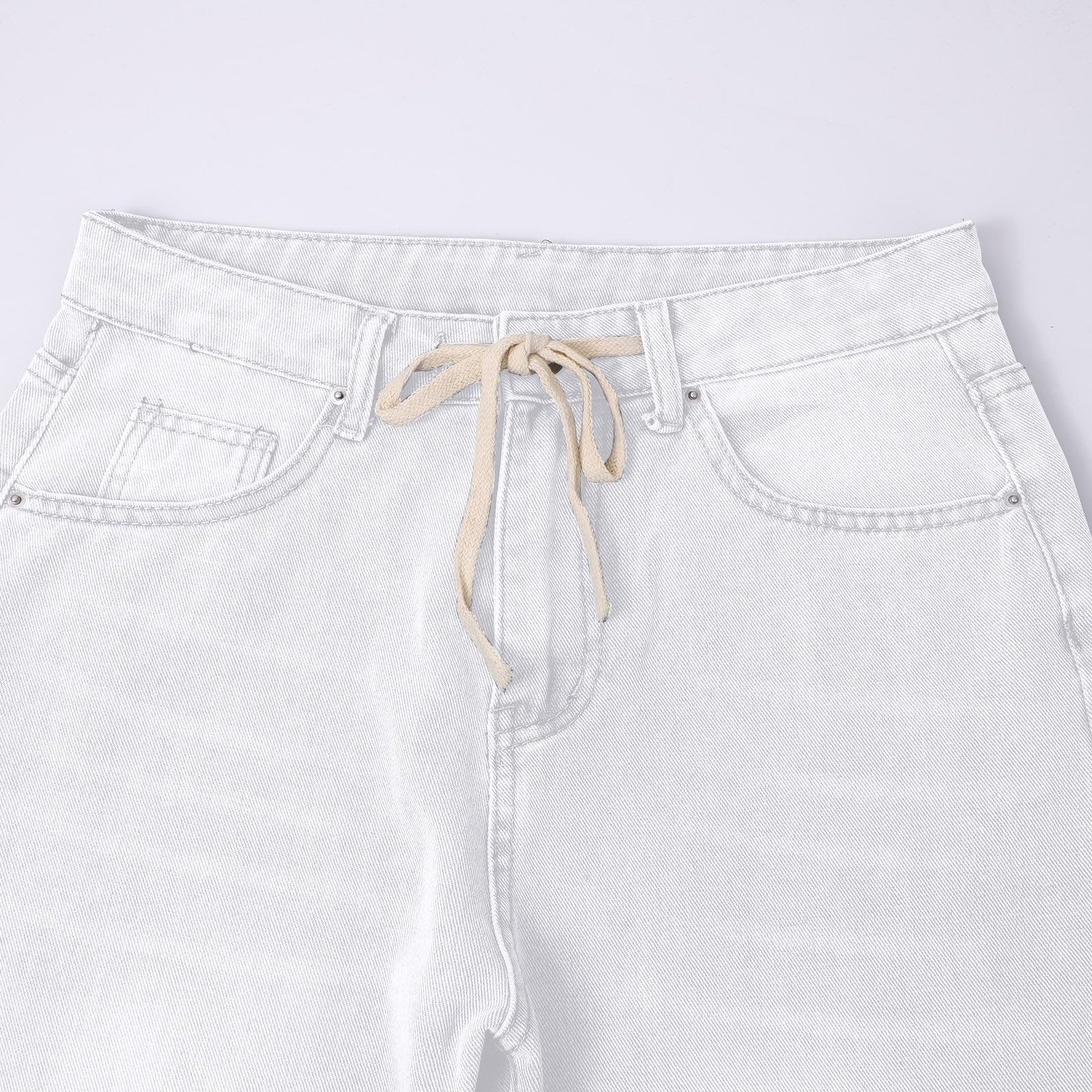 Generisch Jeans da donna a vita alta, in denim, alla moda, per il tempo libero, casual, alla moda, con coulisse e tasche 2026