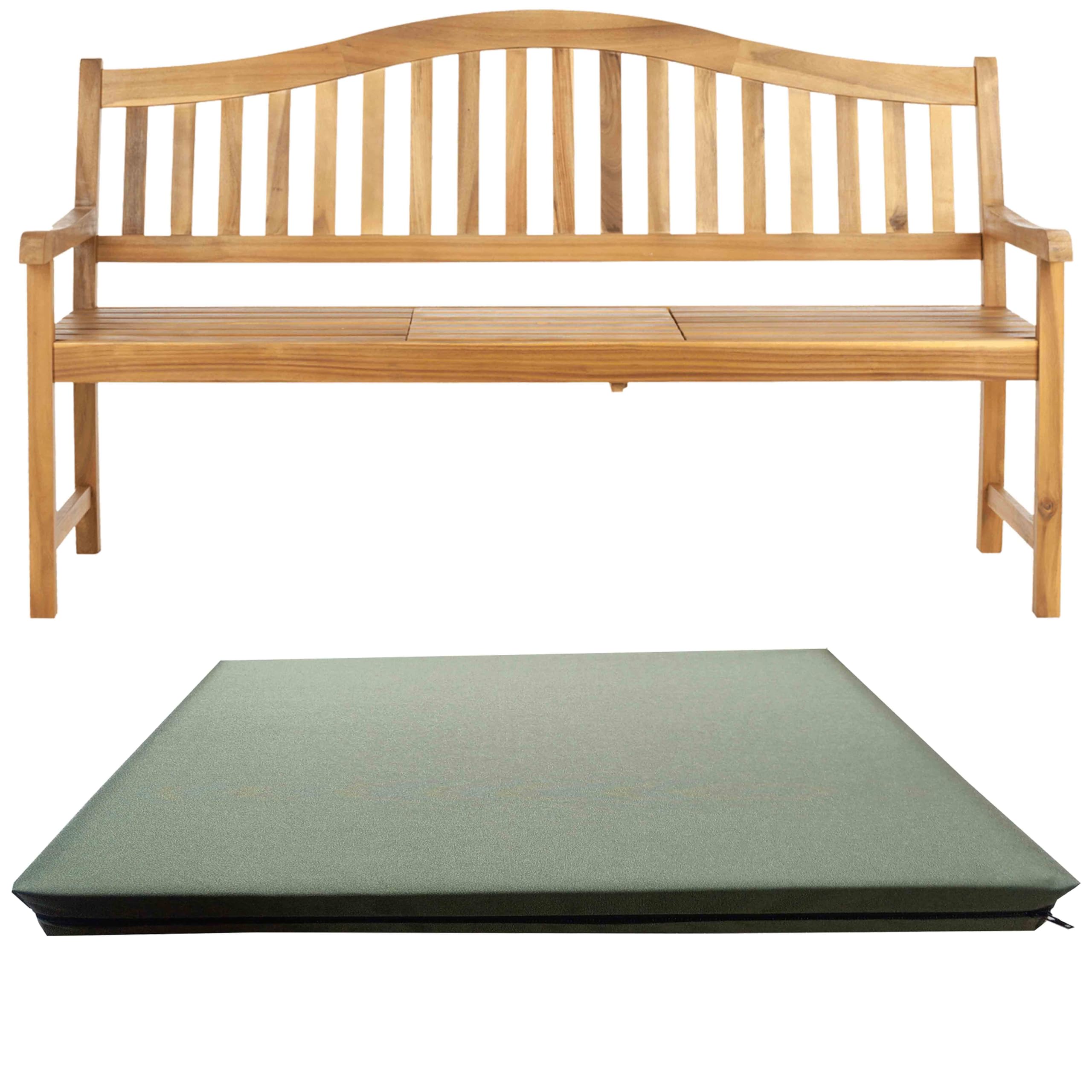 GRIZZLY FOAM Waterproof 1 2 3-Seater Indoor/Outdoor Bench Pad Seat Cushion Garden Furniture Comfortable with Removable Cover Ask for Any Customized Size (Khaki, 15x45x2inch 38x114x5cm) โ image 1