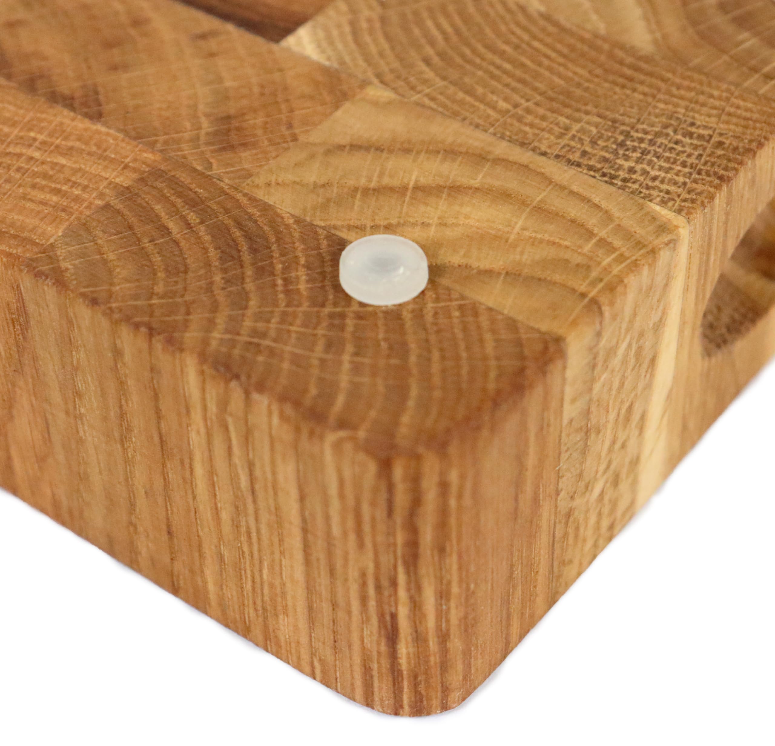 B4K® Tagliere da cucina in legno di quercia, 40х30х4 cm, antibatterico, in legno di cervello con manici, piedini in silicone e scanalatura per succo, tagliere in legno di fronte