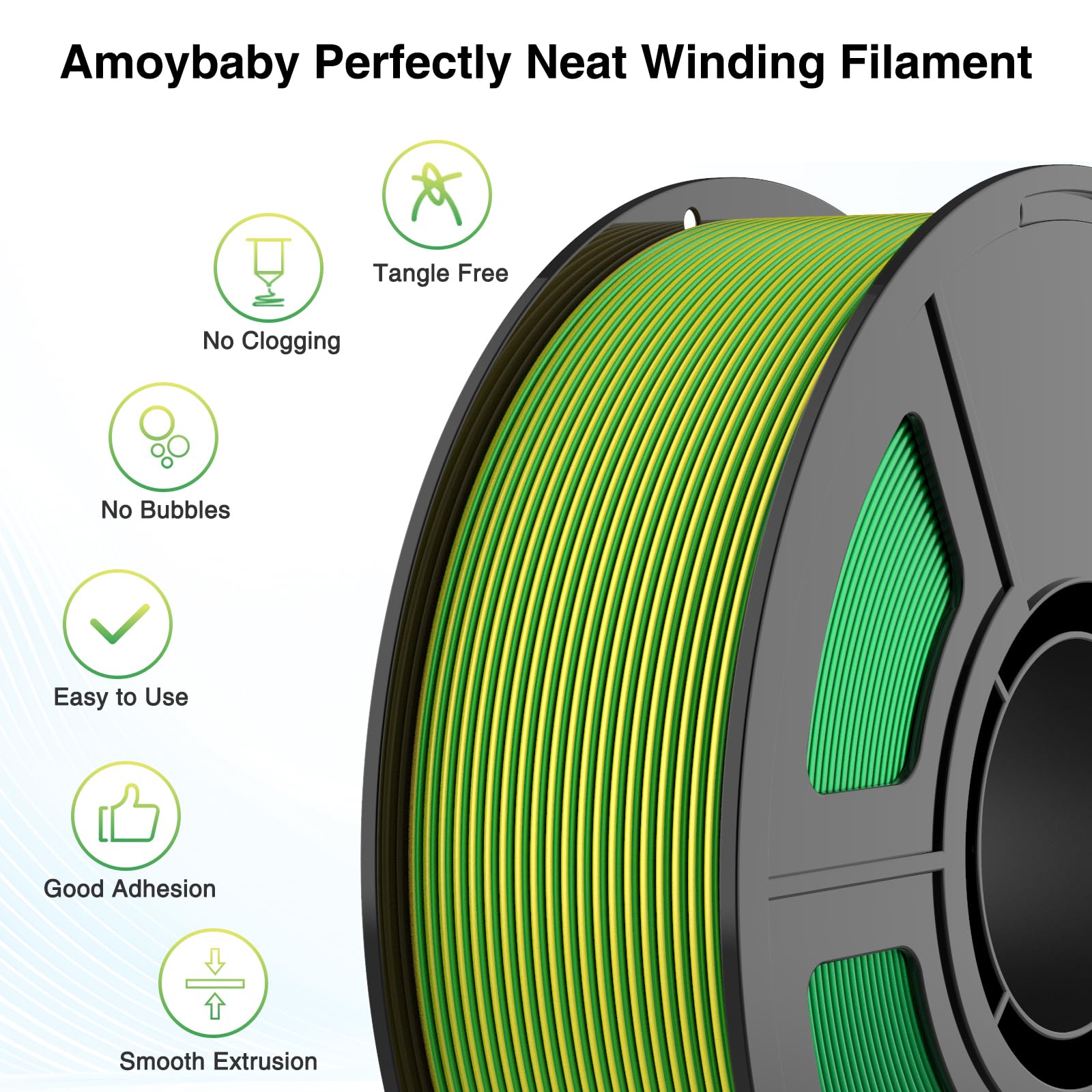 Gelb Grün Doppelfarben Silk Pla Filament 1.75mm, +/- 0.03mm 3D Drucker Filament 1kg(2.2lbs), Härter und Stärker 3D Druckmaterialien für 3D-Drucker