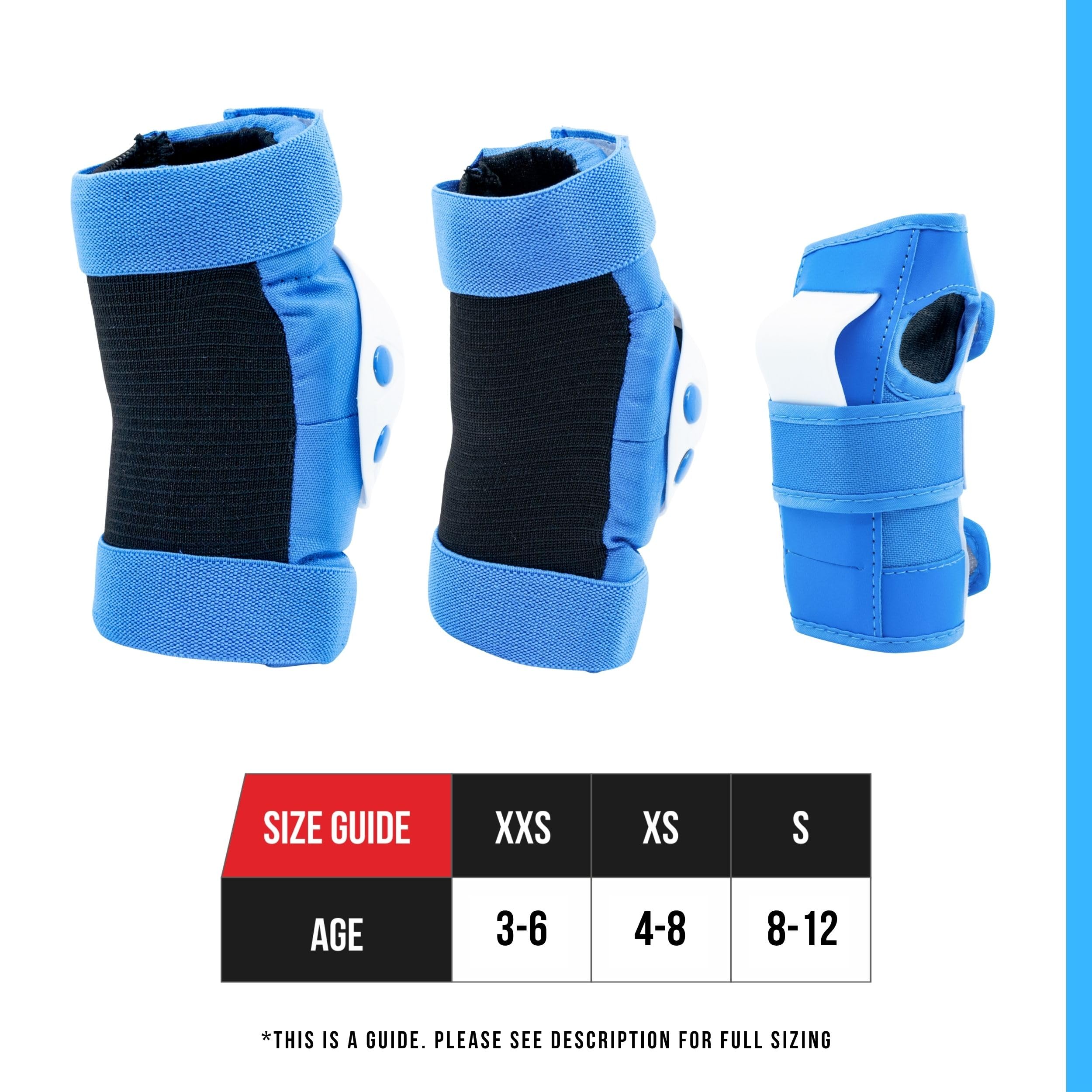 Core Junior Triple Pad Set Knee Pads Elbow Pads Wrist Guards 6 in 1 Protective Gear Set for Kids Youth Adult for Skateboarding Scooter Cycling BMX Skating Skate