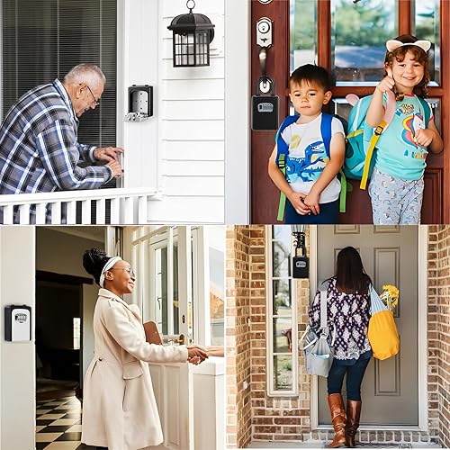 Miniatura 6 de ZHEGE Caja de cerradura, combinación de 4 dígitos, caja de bloqueo para puerta, casa, hoteles, agentes inmobiliarios, contratistas (negro)