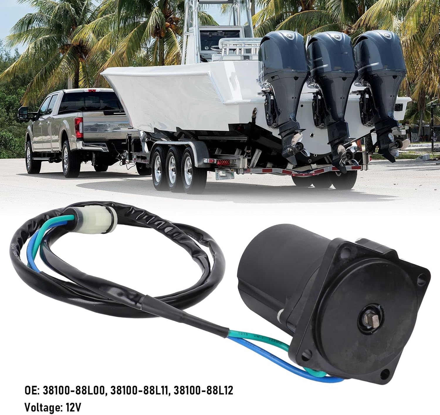 Tilt Trim Motor 12V, Fit for Suzuki DF40A DF50A DF60A 40 50 60 Outboard, Replaces OE 38100-88L00 38100-88L11 38100-88L12