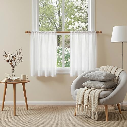 Miniatura 64 de MYSKY HOME Cortinas traslúcidas de 63 pulgadas de largo para dormitorio, paneles de cortina para ventana que filtran la luz, protegen la privacidad