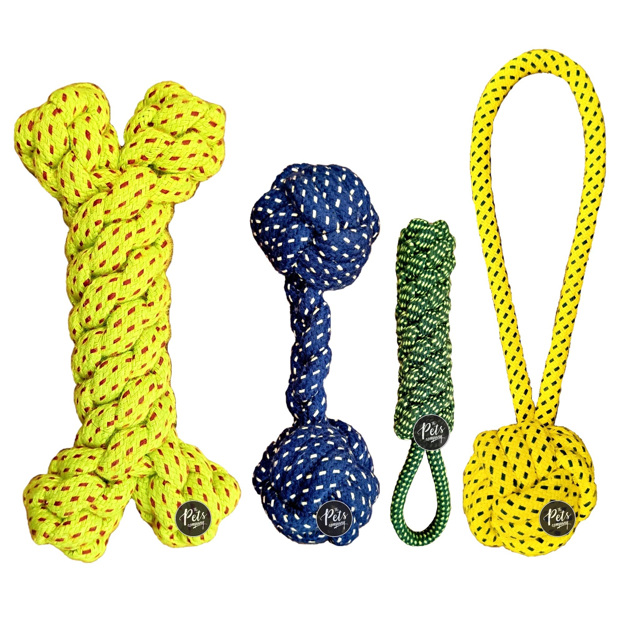The Pets Company Dog Chew Toys for Puppy Teething & Training (Dummy + Rope Bone + Tug Ball + Dumbell), Dog Rope Toy Combo of 4 for Small Dogs & Puppies (B0BQGPP1MB) Amazon Price History, Amazon Price Tracker