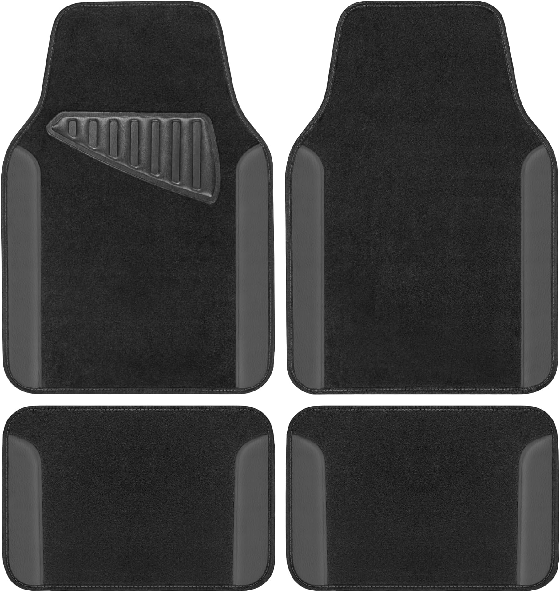 Motor Trend Waterproof Car Floor Mats Versatile Fit Mats with Driver Heel Pad Leather Car Carpet Floor Mat for SUV Van Sedan Truck Anti-Slip Backing Carpet Mats Black and Grey