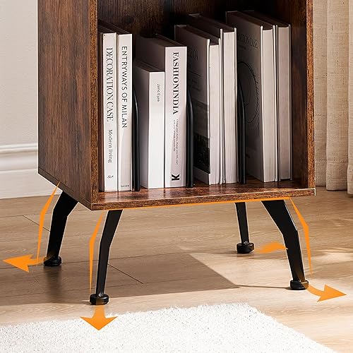 Miniatura 6 de GAOMON Mesa auxiliar con espacio de almacenamiento de 3 niveles, mesa auxiliar vintage con borde curvado y 4 patas de metal sólido para sala de