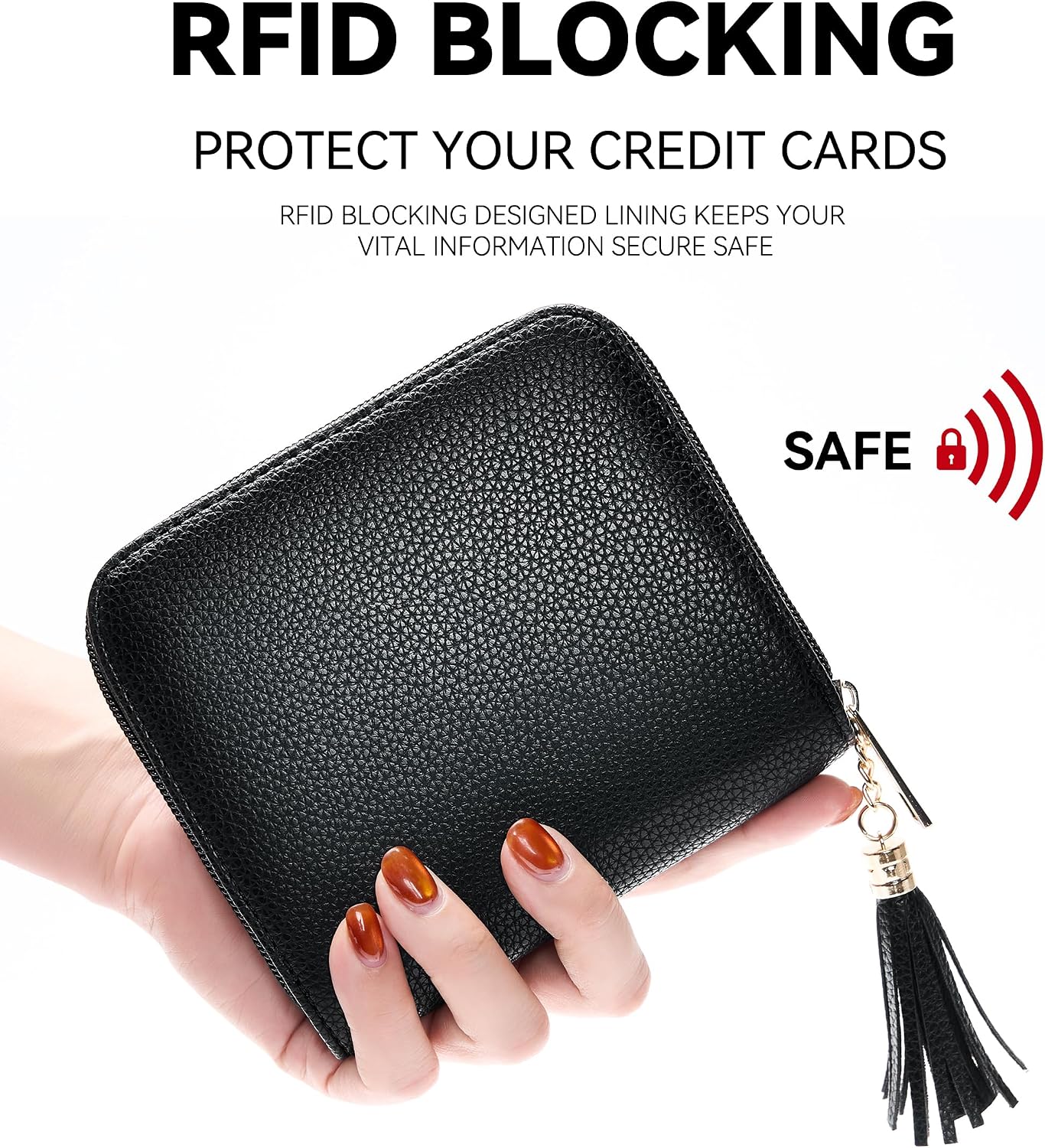 Espera Credit Card Holder Wallet for Women Zipper Leather Card Case RFID Blocking with 40 Card Slots