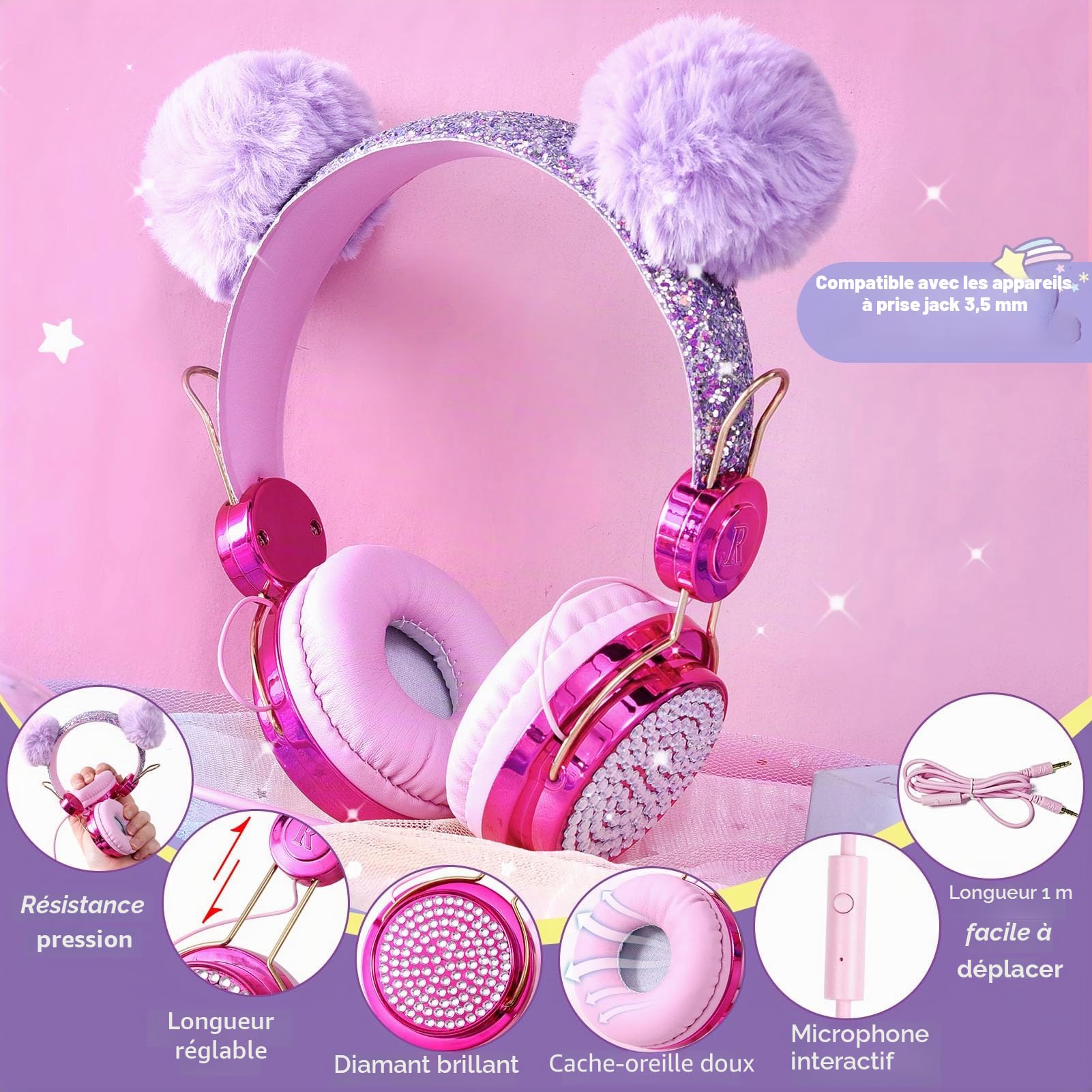 G.C Licorne Cadeau Fille 5 6 7 8-12 Ans, Micro Karaoke Enfants avec LED & Micro sans Fil & Filaire Casque & Bouteille & Lunettes de Soleil, Anniversaire Cadeau Noël Licorne Jouet pour Fille Enfants