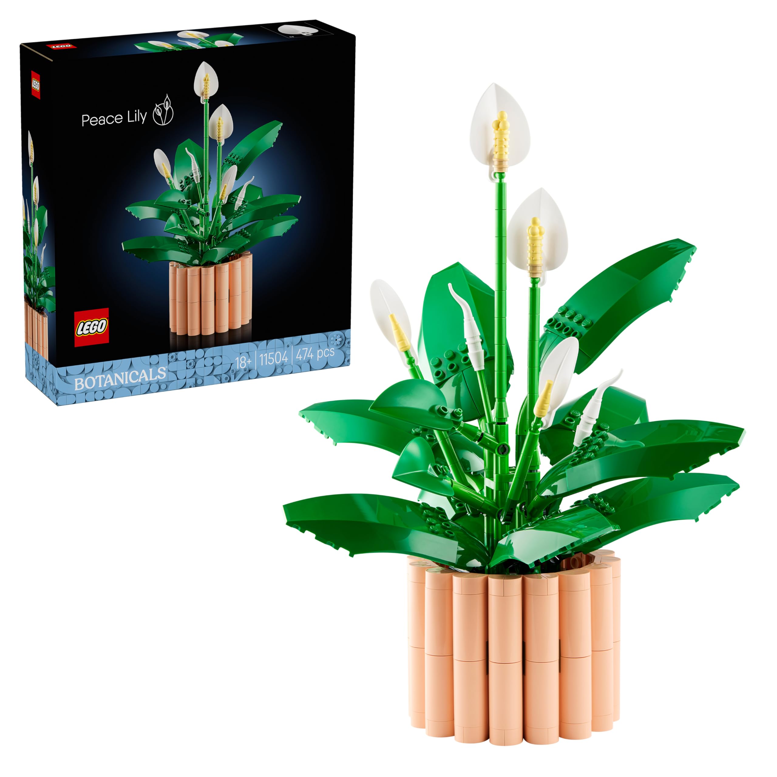 LEGO Botanicals Lirio de la Paz - Planta de Interior con Maceta Artificial - Decoración del Salón y Dormitorio - Maquet…