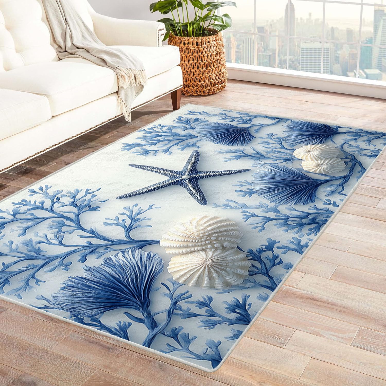 Grand moquette rectangulaire bleu lavable tapis intérieur extérieur antidérapant