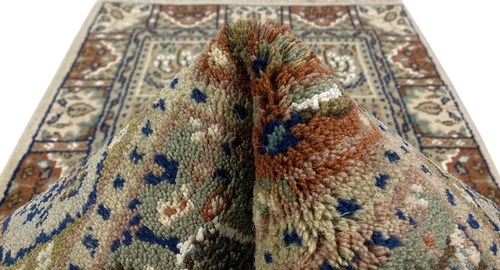 Beżowy dywan wełniany, ręcznie tkany dywan orientalny 100% żywa wełna 70 x 150 cm B01