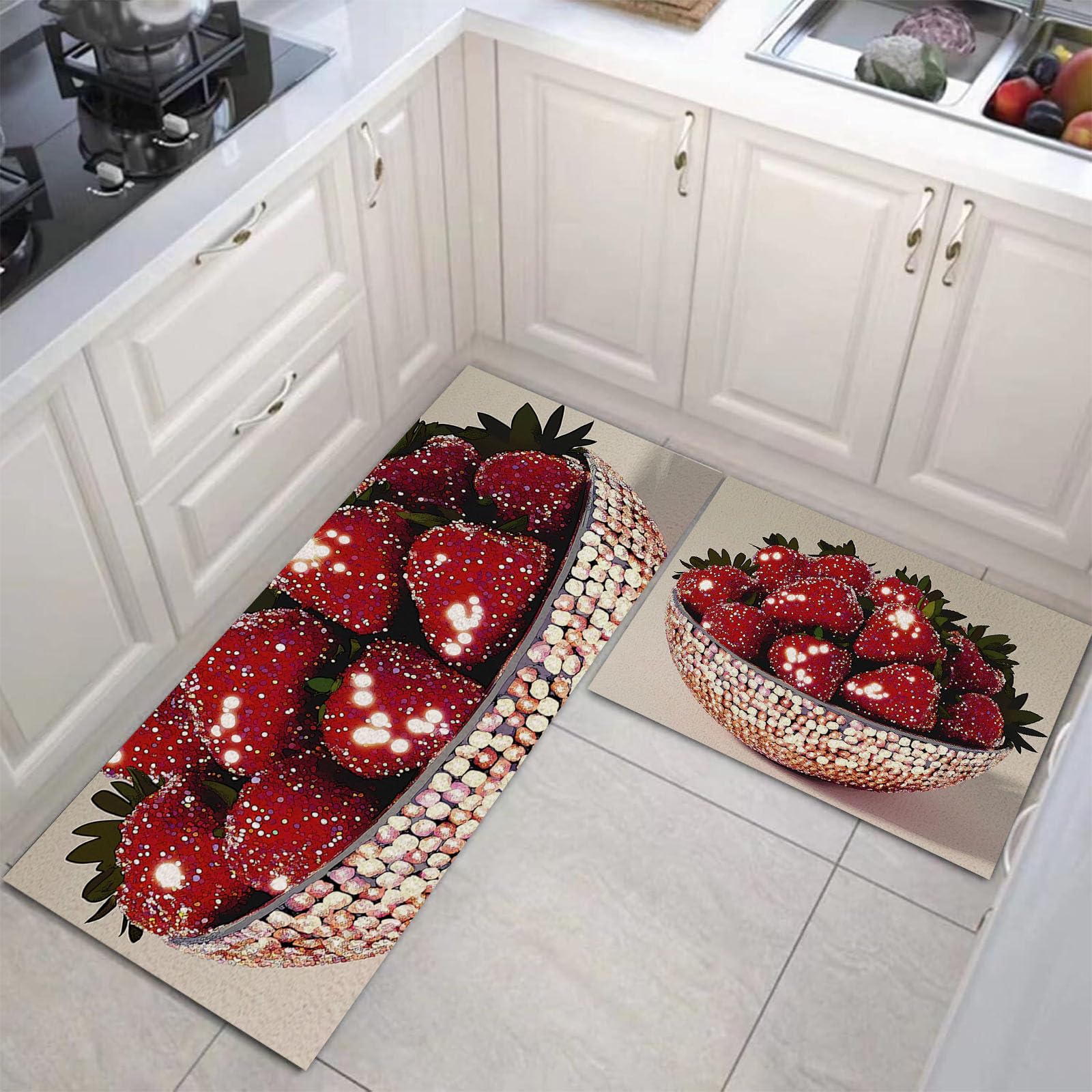 Alfombra de cocina antideslizante e impermeable, juego lavable de 43x75cm para suelos limpios